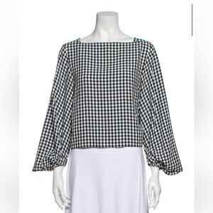 Tibi plaid print square neck top size 6